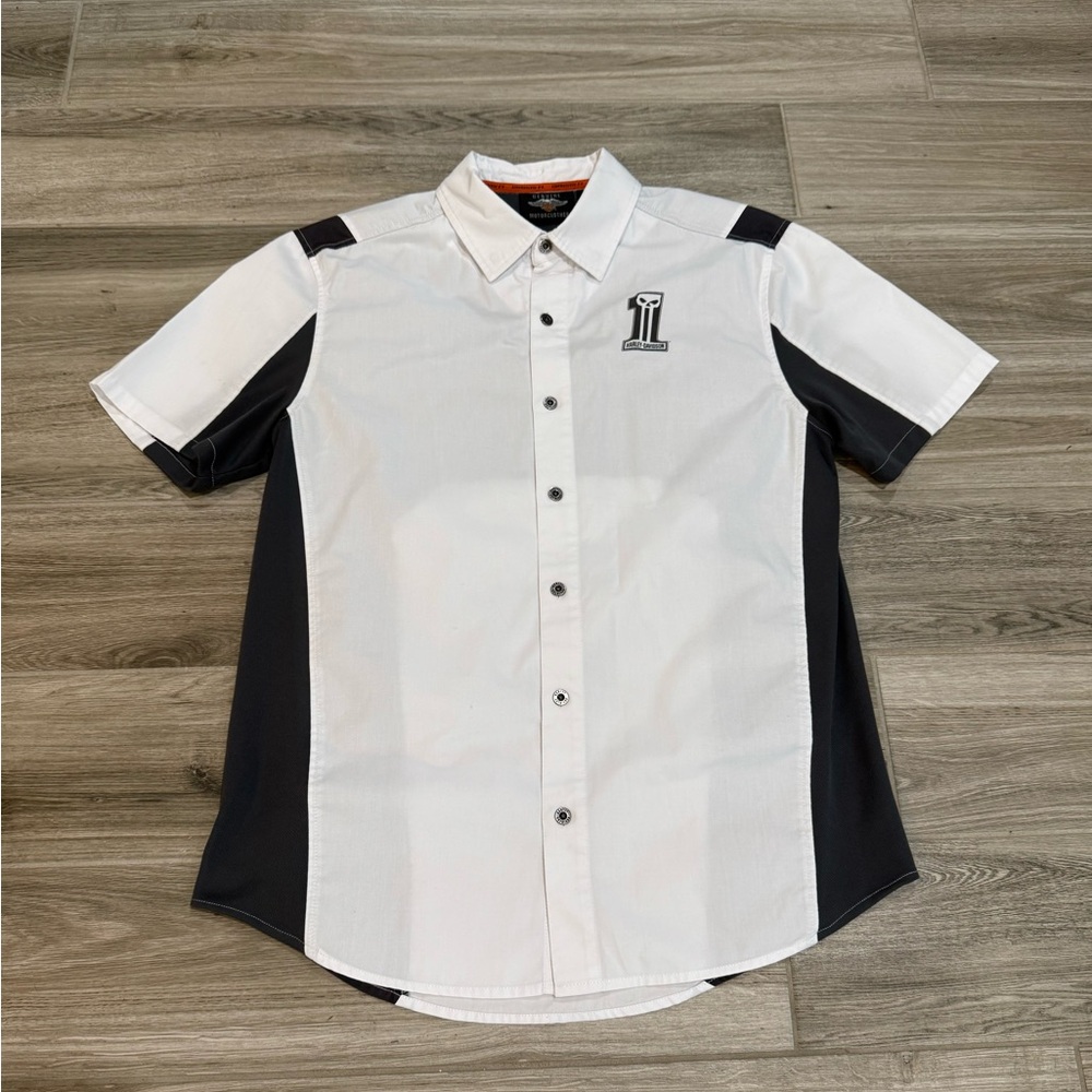 Men's Harley Davidson White and Black Short Sleeve Shirt